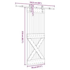 Vidaxl Drsna vrata s kompletom vodil 70x210 cm trdna borovina