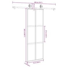 Vidaxl Drsna vrata z opremo 76x205 cm kaljeno steklo in aluminij