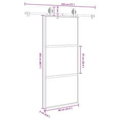 Vidaxl Drsna vrata z opremo 90x205 cm kaljeno steklo in aluminij