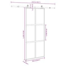 Vidaxl Drsna vrata z opremo 90x205 cm kaljeno steklo in aluminij