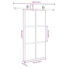 Vidaxl Drsna vrata z opremo 102,5x205 cm kaljeno steklo in aluminij