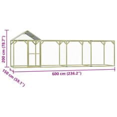 Vidaxl Kokošnjak 6x1,5x2 m jeklo