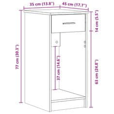 Vidaxl Računalniški stolp s predalom sonoma hrast 35x45x77 cm