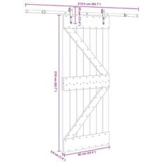 Vidaxl Drsna vrata s kompletom vodil 85x210 cm trdna borovina