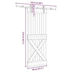 Vidaxl Drsna vrata s kompletom vodil 80x210 cm trdna borovina