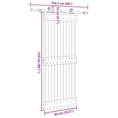 Vidaxl Drsna vrata s kompletom vodil 85x210 cm trdna borovina