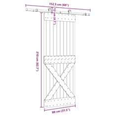 Vidaxl Drsna vrata s kompletom vodil 80x210 cm trdna borovina