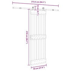 Vidaxl Drsna vrata s kompletom vodil 70x210 cm trdna borovina