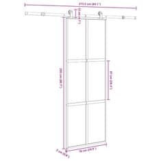 Vidaxl Drsna vrata z opremo 76x205 cm kaljeno steklo in aluminij