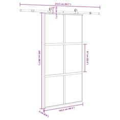 Vidaxl Drsna vrata z opremo 102,5x205 cm kaljeno steklo in aluminij