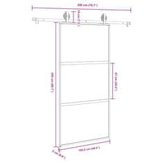 Vidaxl Drsna vrata z opremo 102,5x205 cm kaljeno steklo in aluminij