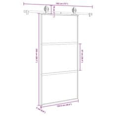 Vidaxl Drsna vrata z opremo 102,5x205 cm kaljeno steklo in aluminij