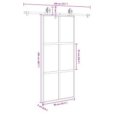 Vidaxl Drsna vrata z opremo 90x205 cm kaljeno steklo in aluminij