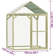 Vidaxl Kokošnjak 1,5x1,5x2 m impregnirana borovina