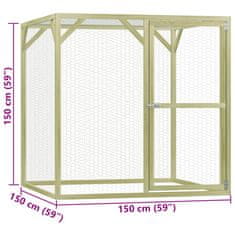 Vidaxl Kokošnjak 1,5x1,5x1,5 m impregnirana borovina