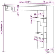 Vidaxl Stenska barska miza artisan hrast 102x45x103,5 cm