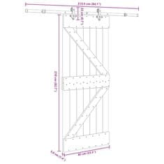 Vidaxl Drsna vrata s kompletom vodil 85x210 cm trdna borovina