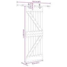 Vidaxl Drsna vrata s kompletom vodil 70x210 cm trdna borovina