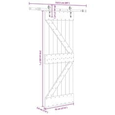 Vidaxl Drsna vrata s kompletom vodil 70x210 cm trdna borovina