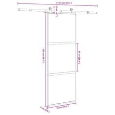 Vidaxl Drsna vrata z opremo 76x205 cm kaljeno steklo in aluminij