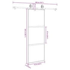 Vidaxl Drsna vrata z opremo 76x205 cm kaljeno steklo in aluminij