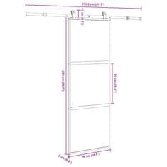 Vidaxl Drsna vrata z opremo 76x205 cm kaljeno steklo in aluminij