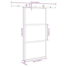 Vidaxl Drsna vrata z opremo 102,5x205 cm kaljeno steklo in aluminij