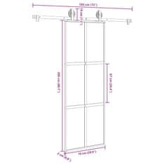 Vidaxl Drsna vrata z opremo 76x205 cm kaljeno steklo in aluminij