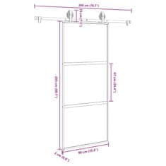 Vidaxl Drsna vrata z opremo 90x205 cm kaljeno steklo in aluminij