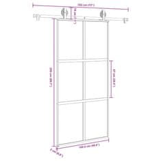 Vidaxl Drsna vrata z opremo 102,5x205 cm kaljeno steklo in aluminij