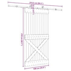 Vidaxl Drsna vrata s kompletom vodil 100x210 cm trdna borovina