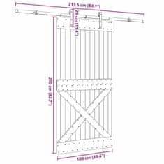 Vidaxl Drsna vrata s kompletom vodil 100x210 cm trdna borovina