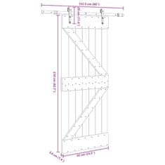 Vidaxl Drsna vrata s kompletom vodil 85x210 cm trdna borovina