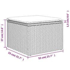 Vidaxl Vrtna sedežna garnitura 10-delna z blazinami sv. siv poli ratan