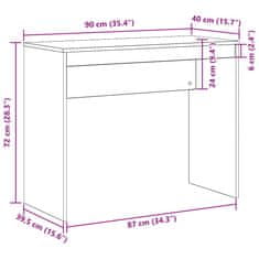 Vidaxl Pisalna miza artisan hrast 90x40x72 cm inženirski les