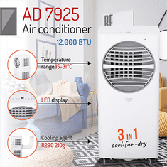 Adler Adler | Klimatska naprava | AD 7925 | Število hitrosti 2 | Funkcija ventilatorja | Bela