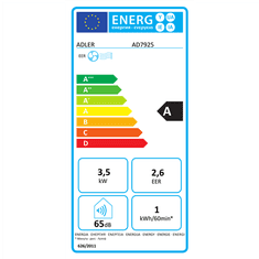 Adler Adler | Klimatska naprava | AD 7925 | Število hitrosti 2 | Funkcija ventilatorja | Bela