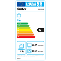 Simfer Simfer | Kuhalnik | 5405SERBB | Vrsta kuhalne plošče na plin | Vrsta pečice na elektriko | Bela | Širina 50 cm | Elektronski vžig | Globina 60 cm | 43 L