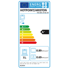 Hotpoint Hotpoint | FA5 841 JH BL HA | Pečica | 71 L | Večnamenska | AquaSmart | Gumbi in elektronika | Višina 59,5 cm | Širina 59,5 cm | Črna