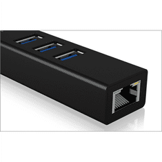 RaidSonic Raidsonic | 4-portno vozlišče z USB 3.0 tipa A, tipa C in gigabitnim LAN-om | Icy Box IB-HUB1419-LAN