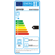 Gorenje Gorenje | BO6735E02X | Pečica | 77 L | Večnamenska | EcoClean | Mehansko upravljanje | Višina 59,5 cm | Širina 59,5 cm | Nerjaveče jeklo