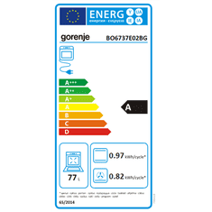 Gorenje Gorenje | BO6737E02BG | Pečica | 77 L | Večnamenska pečica | EcoClean | Mehansko upravljanje | Da | Višina 59,5 cm | Širina 59,5 cm | Črna