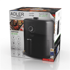 Adler Adler | AD 6310 | Airfryer | Moč 2200 W | Prostornina 3 L | Tehnologija kroženja vročega zraka | Črna