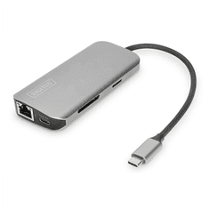 Digitus Digitus Priključna postaja USB-C | Univerzalna, 8 priključkov | Za prenosne računalnike | Vtičnice Ethernet LAN (RJ-45) 1 | VGA priključki (D-Sub) | DisplayPorts | Priključki USB 3.0 (3.1 Gen 1) tipa 