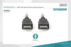 Digitus Digitus | HDMI High Speed z ethernetom | Moški | 19-pinski HDMI tipa A | Moški | 19-pinski HDMI tipa A | 3 m | Črna