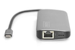 Digitus Digitus Priključna postaja USB-C | Univerzalna, 8 priključkov | Za prenosne računalnike | Vtičnice Ethernet LAN (RJ-45) 1 | VGA priključki (D-Sub) | DisplayPorts | Priključki USB 3.0 (3.1 Gen 1) tipa 