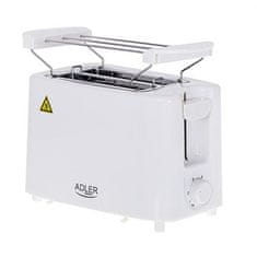 Adler Adler | AD 3223 | Toaster | Moč 750 W | Število vtičnic 2 | Material ohišja plastika | Bela