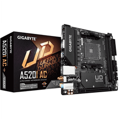 Gigabyte Gigabyte | A520I AC | Družina procesorjev AMD | Procesorska vtičnica AM4 | DDR4 DIMM | Spominske reže 2 | Število priključkov SATA 4 | AMD A chip | Mini ITX