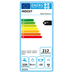 Indesit Indesit | Prostostoječi (lahko vgradni) | Pomivalni stroj DSFO 3T224 C S | Širina 45 cm | Višina 85 cm | Razred A++ | Srebrna