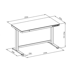 Digitus Digitus | Električno nastavljiva miza | 72 - 121 cm | Največja obremenitev 50 kg | Kovina | Bela